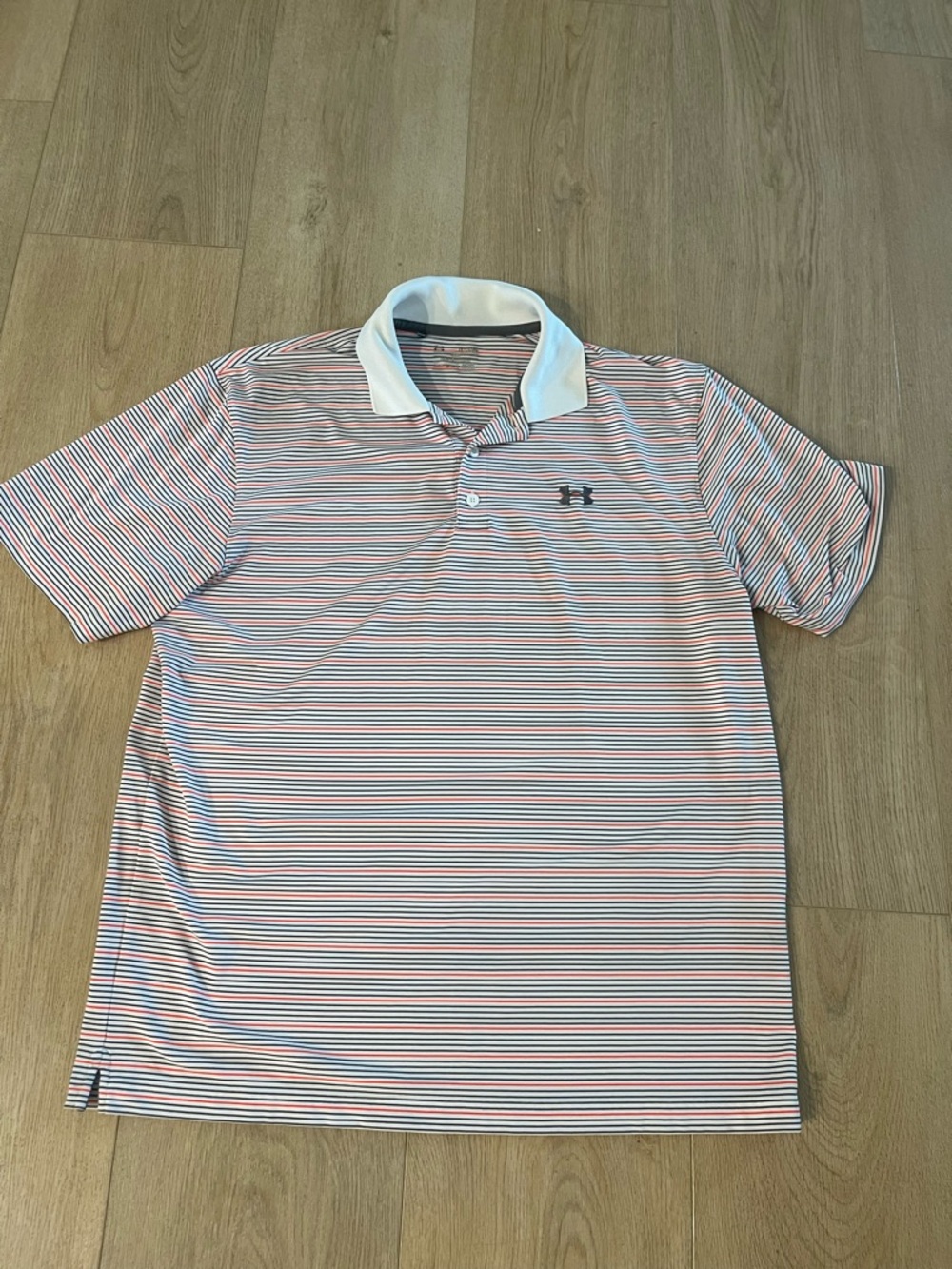 Under Armour Men’s White, Red & dark gray Striped Polo